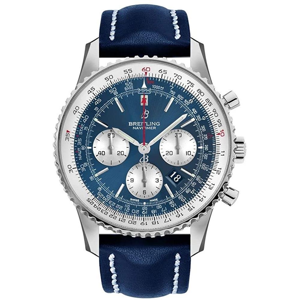 Breitling Men&#39;s AB012721-CA05-102X Navitimer 1 B01 Chronograph Blue Leather Watch