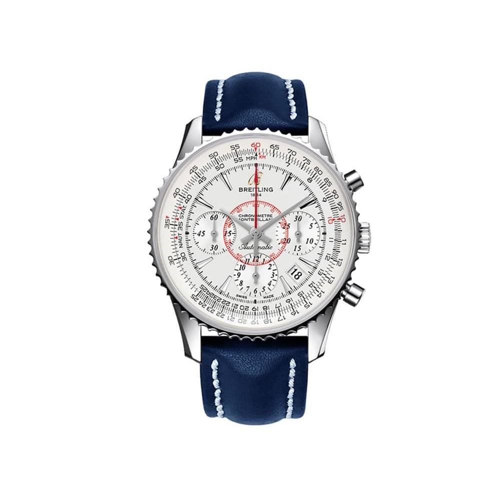 Breitling Men's AB013012-G709-115X Montbrillant 01 Chronograph Blue Leather Watch