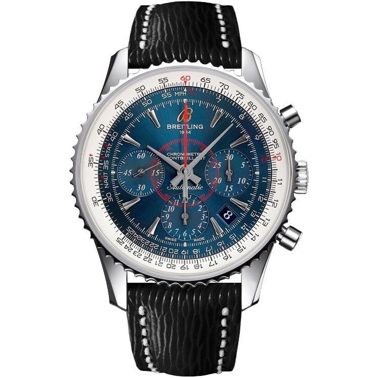 Breitling Men's AB0130C5-C894-218X Montbrillant 01 Chronograph Black Leather Watch