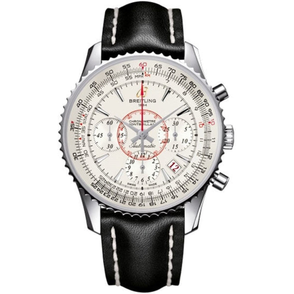 Breitling Men's AB013112-G709-428X Montbrillant 01 Chronograph Black Leather Watch