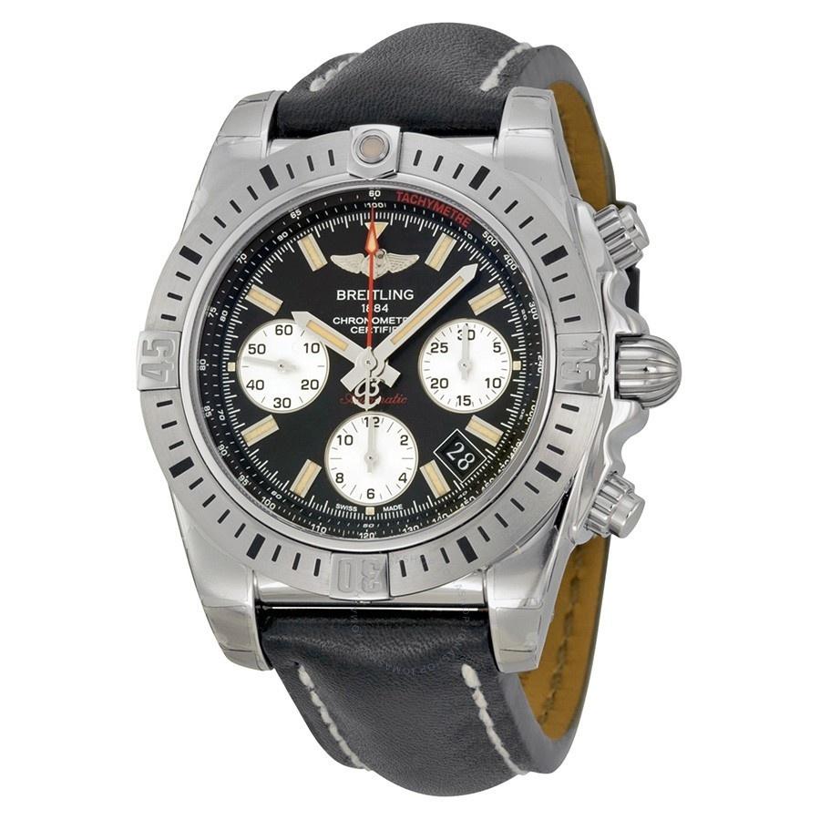 Breitling Men&#39;s AB01442J-BD26LS Chronomat 41 Airborne Chronograph Automatic Black Leather Watch