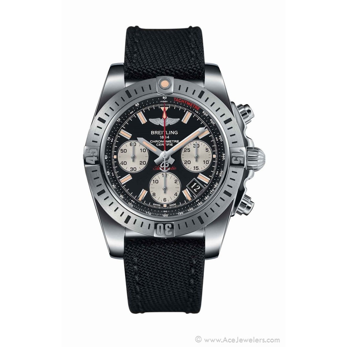 Breitling Men&#39;s AB01442J-BD26MS Chronomat 41 Airborne Chronograph Automatic Black Canvas Watch