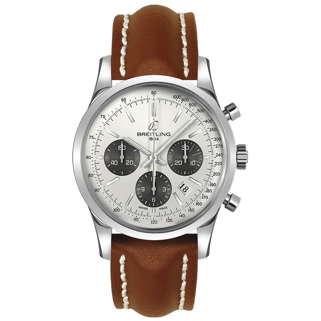 Breitling Men&#39;s AB015212-G724-437X Transocean Chronograph Brown Leather Watch