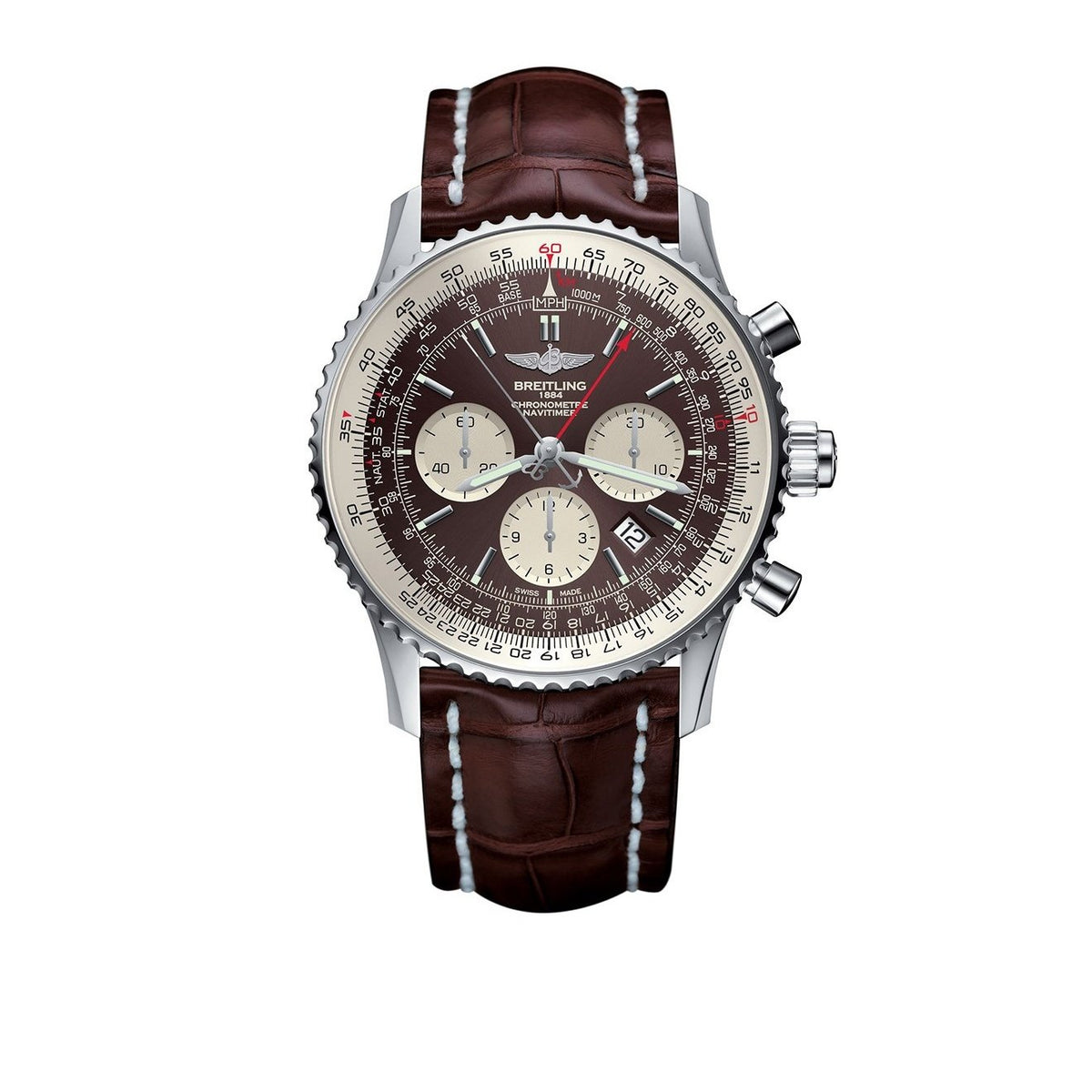 Breitling Men&#39;s AB0310211Q1P2 Navitimer 01 B03 Chronograph Brown Leather Watch