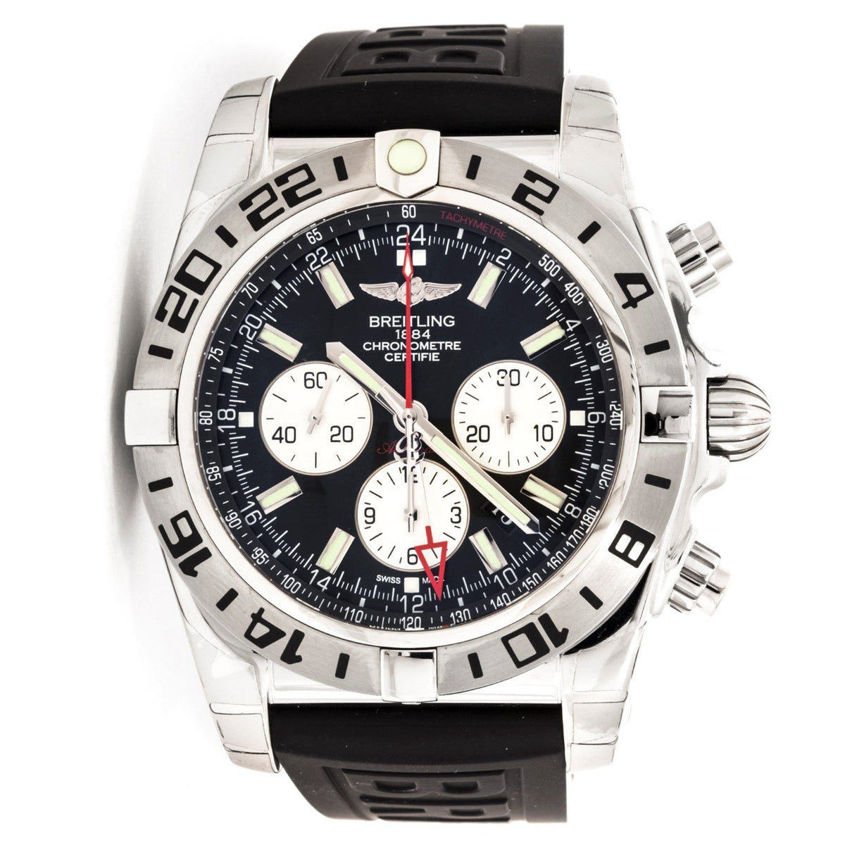 Breitling Men&#39;s AB0413B9-BD17RU Chronomat GMT Chronograph Automatic Black Rubber Watch
