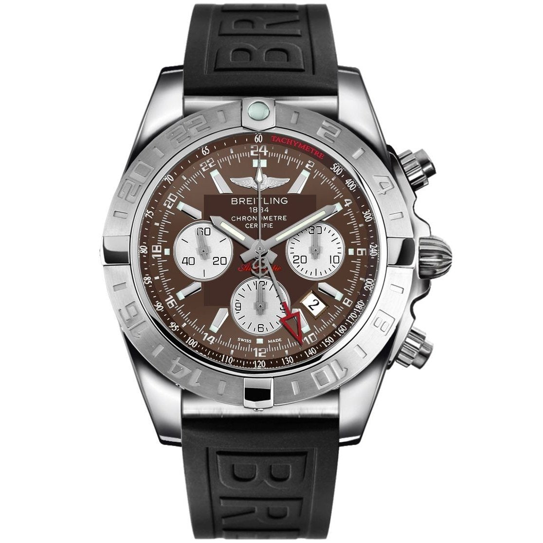 Breitling Men&#39;s AB042011-Q589-152S Chronomat 44 GMT Chronograph Black Rubber Watch