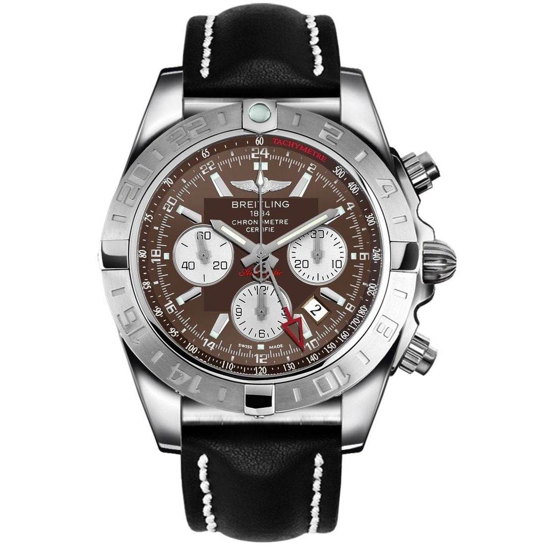 Breitling Men's AB042011-Q589-435X Chronomat 44 GMT Chronograph Black Leather Watch
