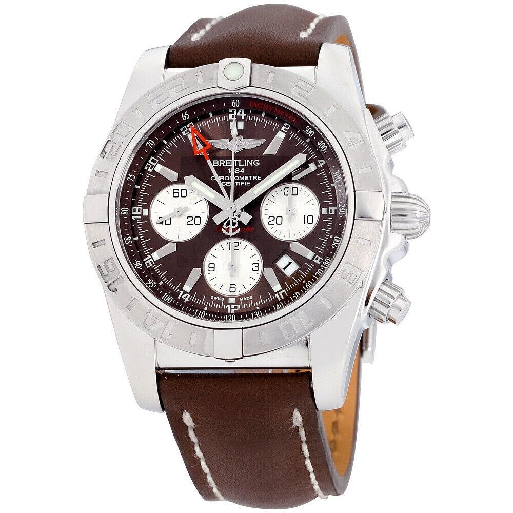 Breitling Men&#39;s AB042011-Q589-437X Chronomat Chronograph Brown Leather Watch