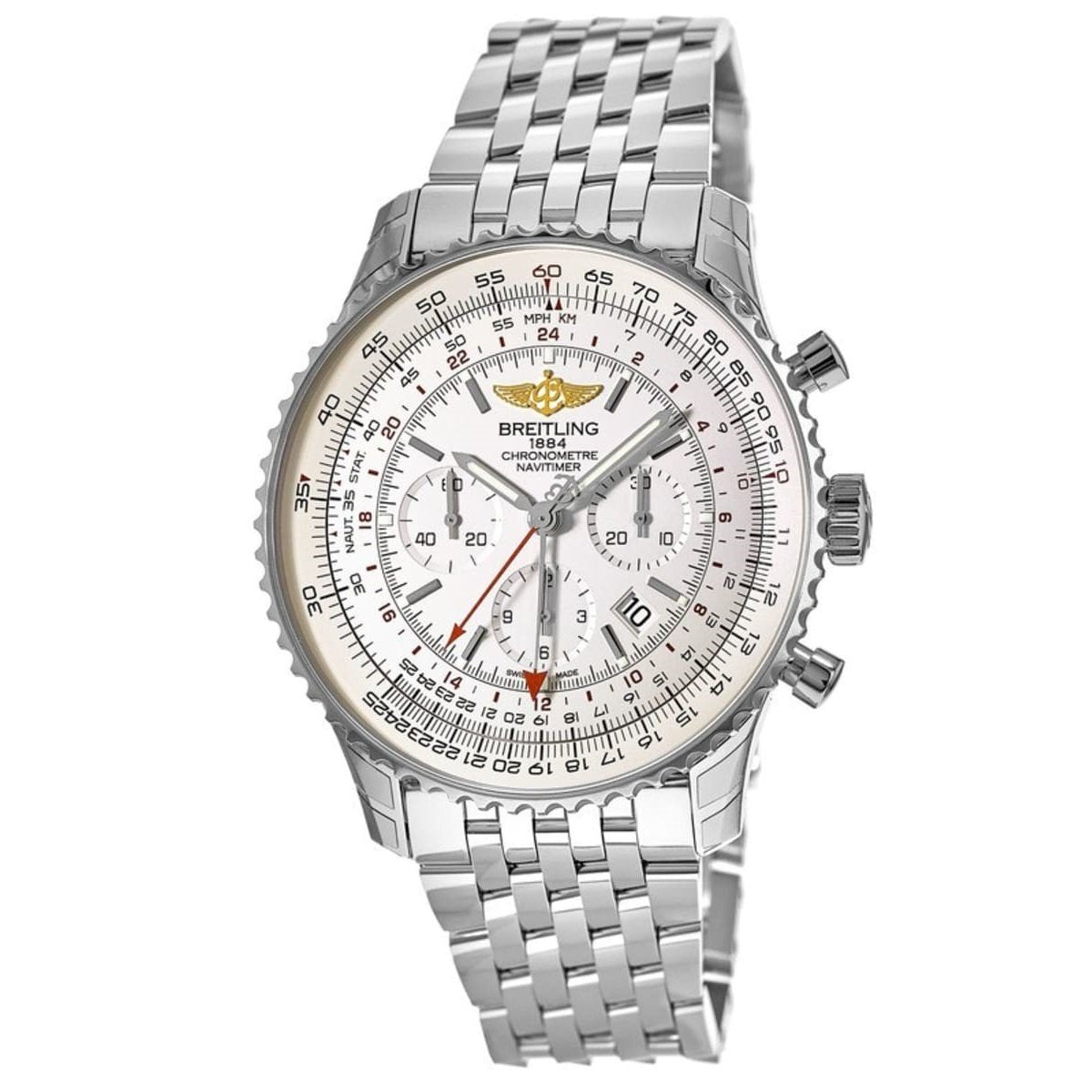 Breitling Men&#39;s AB044121-G783-453A Navitimer GMT Chronograph Stainless Steel Watch