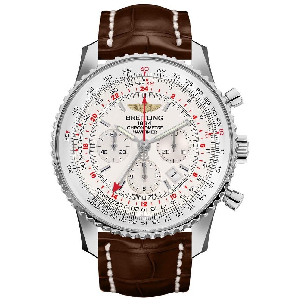 Breitling Men's AB0441211G1P1 Navitimer GMT Chronograph Brown Leather Watch