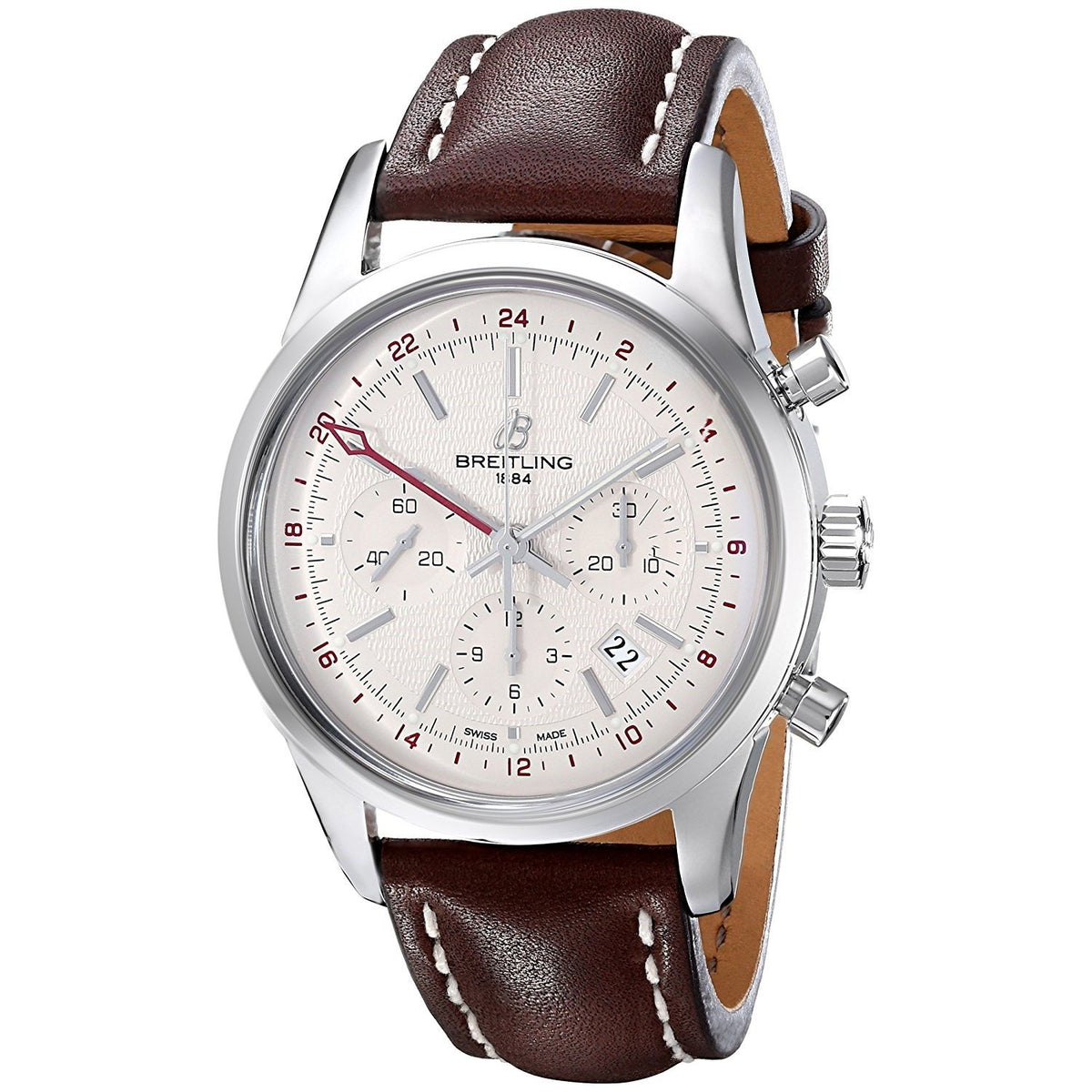 Breitling Men&#39;s AB045112-G772LS Transocean Automatic Chronograph Brown Leather Watch