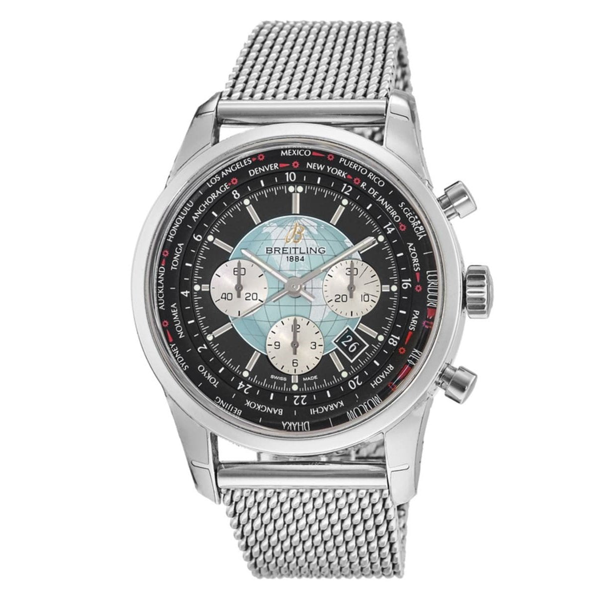 Breitling Men&#39;s AB0510U4-BB62-152A Transocean Chronograph Unitime Chronograph Stainless Steel Watch