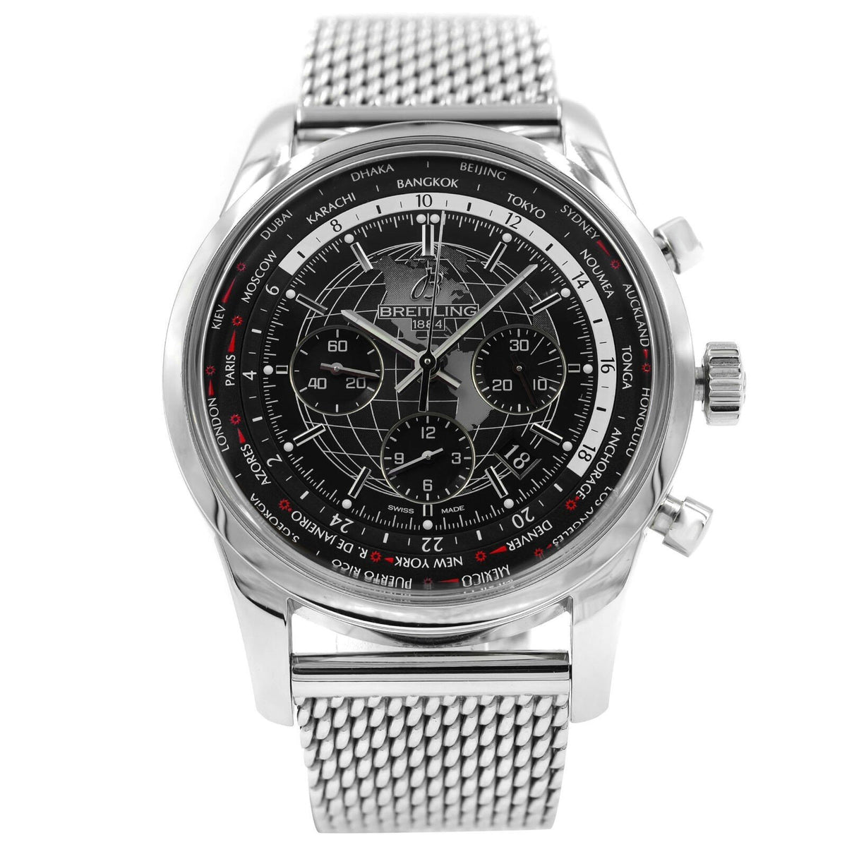 Breitling Men's AB0510U4-BE84-152A Transocean Chronograph Unitime Chronograph Stainless Steel Watch