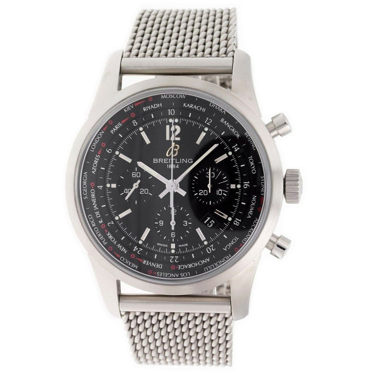 Breitling Men's AB0510U6-BC26-159A Transocean Chronograph Stainless Steel Watch