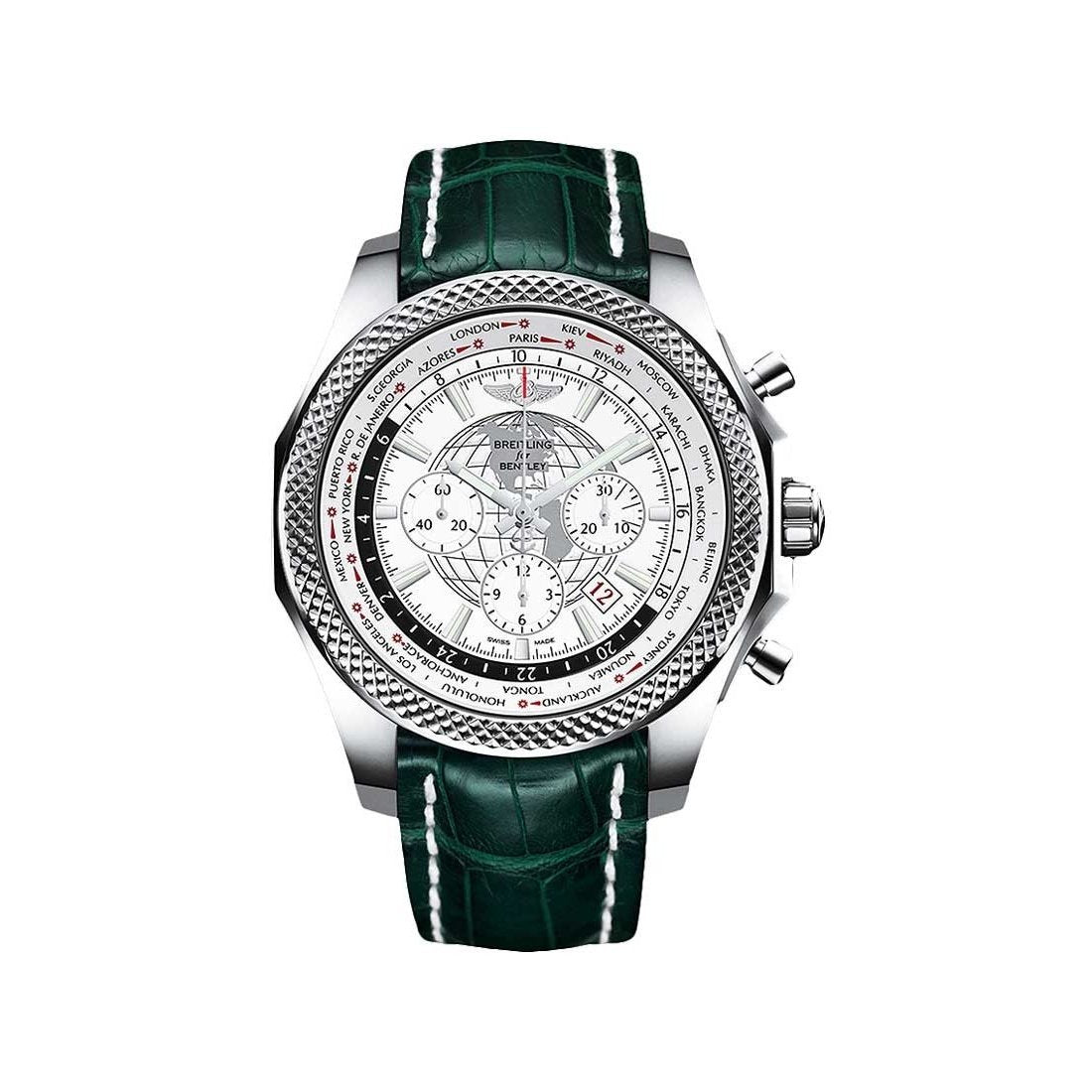 Breitling Men's AB0521U0-A768-752P Bentley B05 Unitime Chronograph Green Leather Watch
