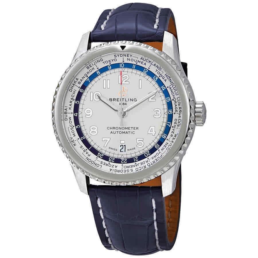 Breitling Men's AB3521U0-G838-1025P Aviator 8 Unitime Blue Leather Watch