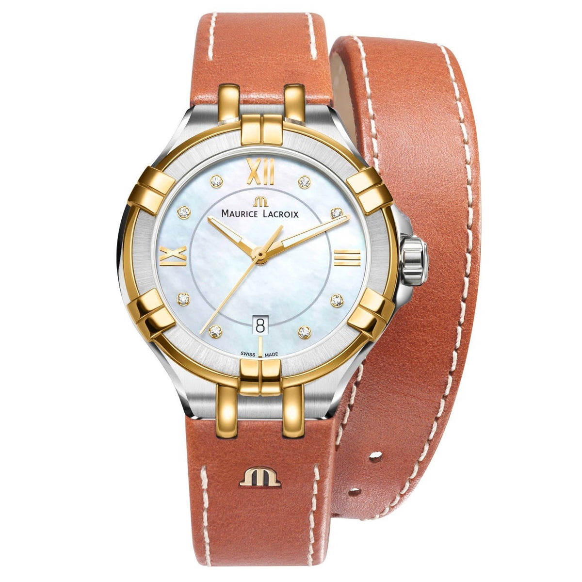 Maurice Lacroix Women&#39;s AI1004-PVY11-171 Aikon Brown Leather Watch