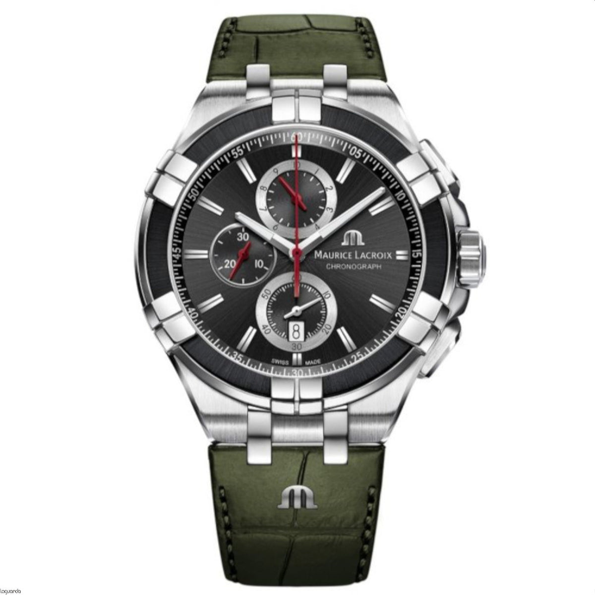 Maurice Lacroix Men's AI1018-PVB21-330-1 Aikon Chronograph Green Leather Watch