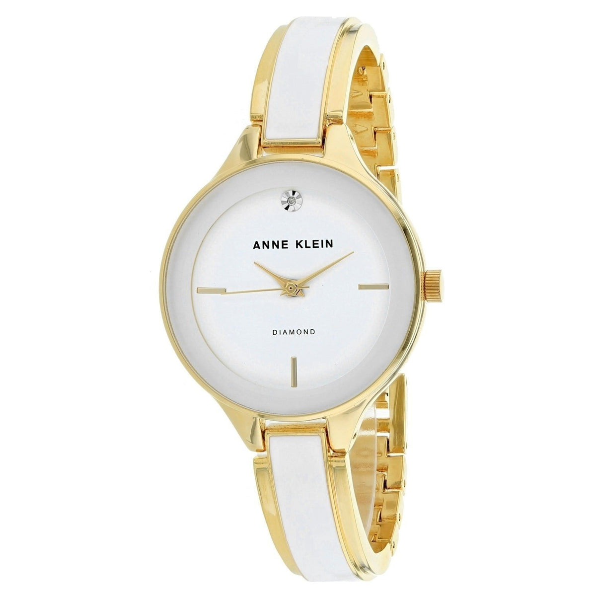 Anne Klein Women's AK-2702WTGB Classic Diamond White and Gold-tone Stainless Steel and Ceramic Watch