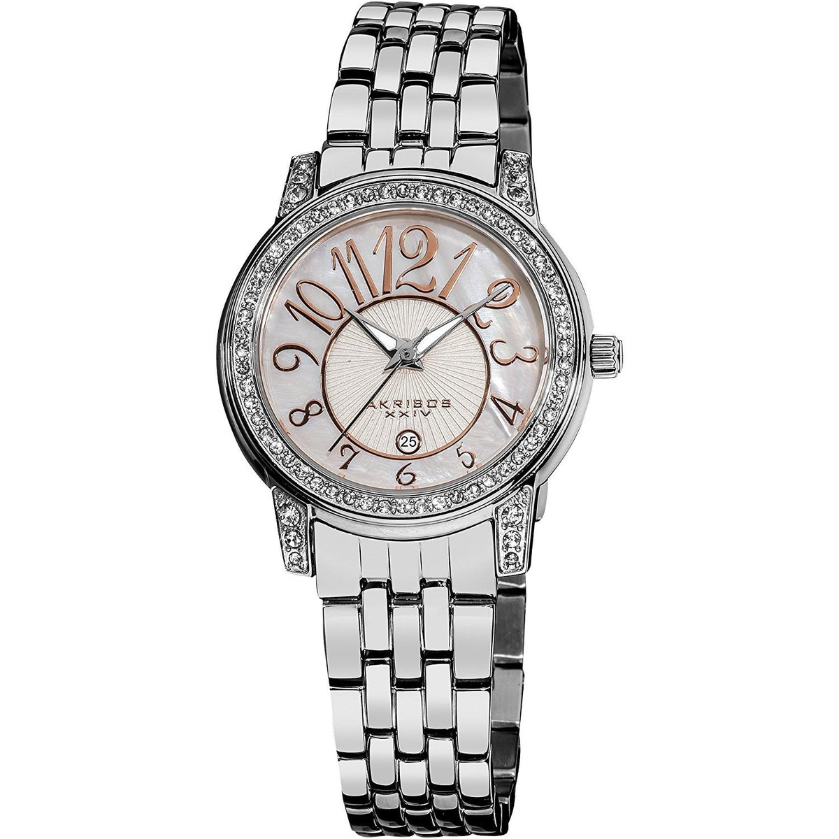 Akribos Women&#39;s AK586SS XXIV Crystal Stainless Steel Watch