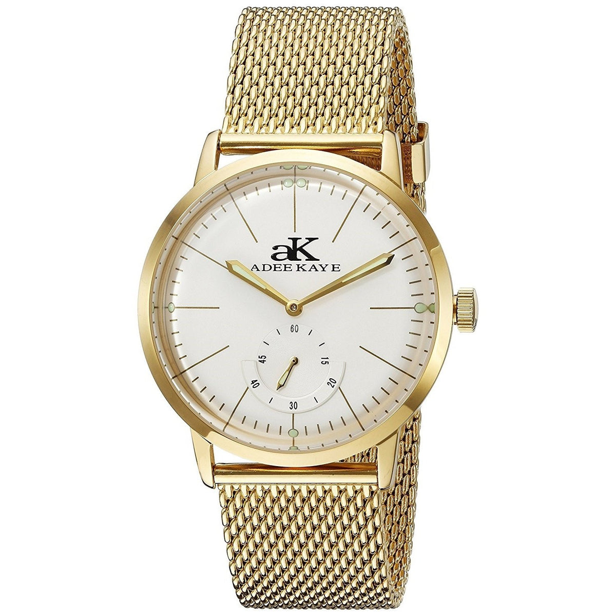 Adee Kaye  Men&#39;s AK9044-MG Adore Gold-Tone Leather Watch