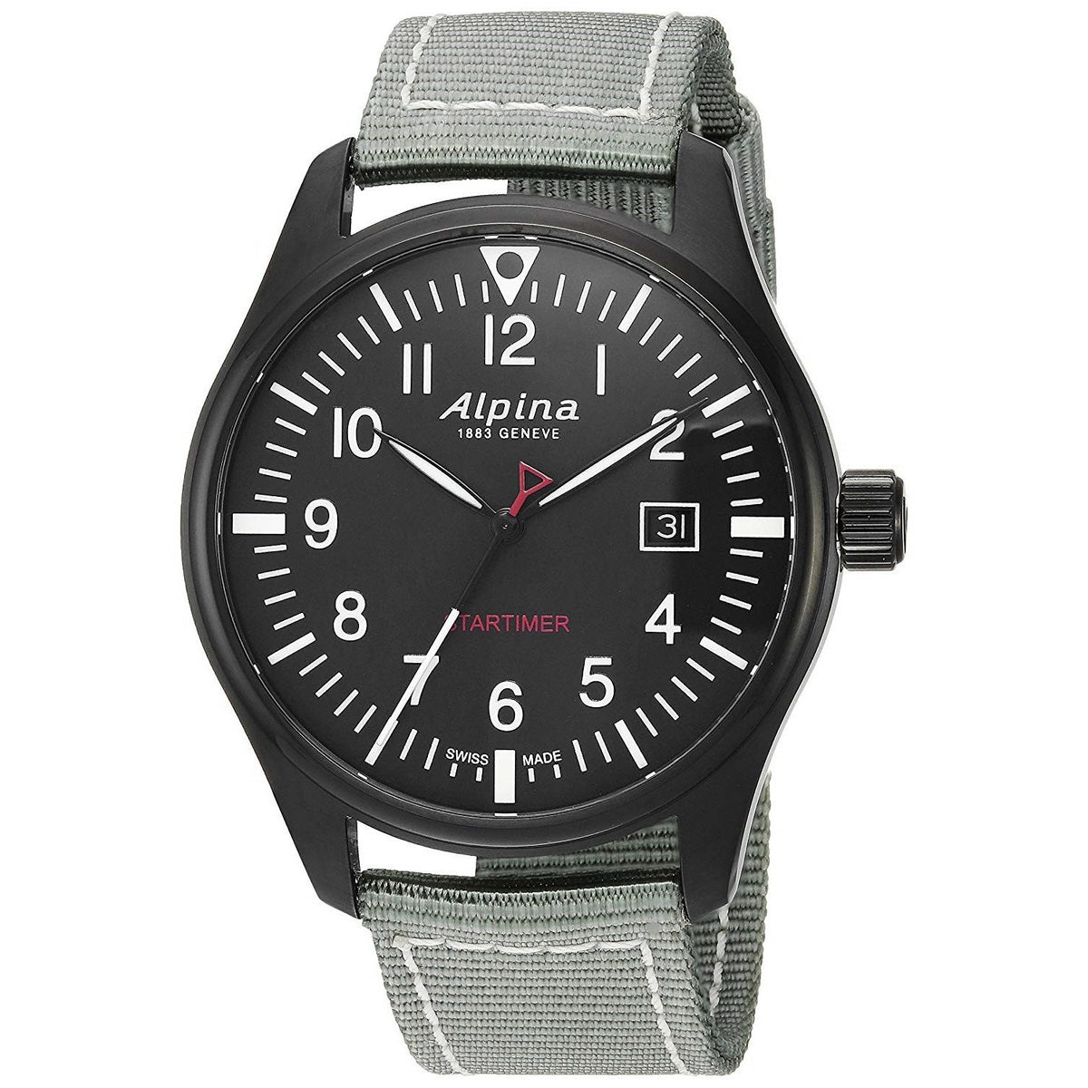 Alpina Men&#39;s AL-240B4FBS6 Startimer Pilot Grey Nylon Watch
