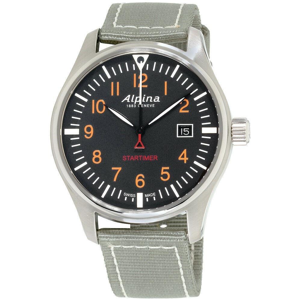 Alpina Men&#39;s AL-240GN4S6 Startimer Pilot Grey Nylon Watch