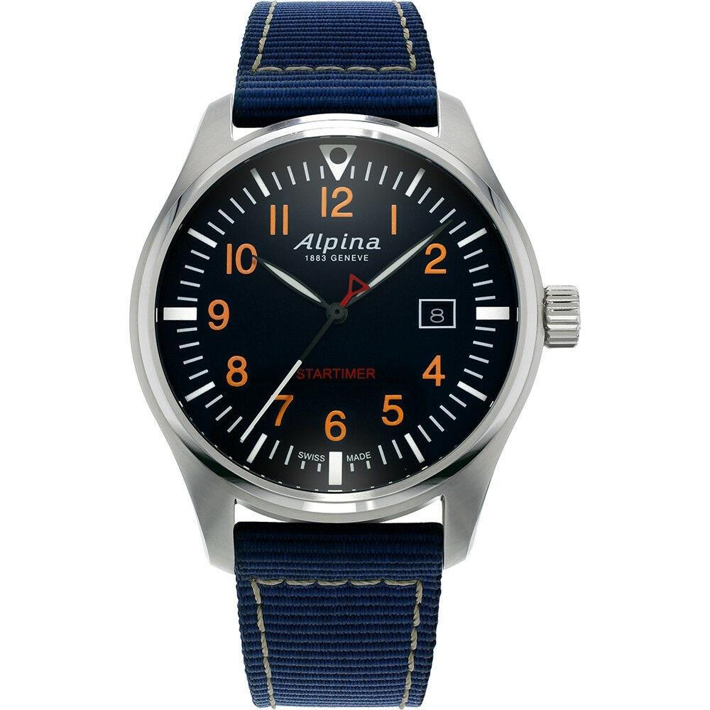 Alpina Men&#39;s AL-240N4S6 Startimer Pilot Blue Nylon Watch