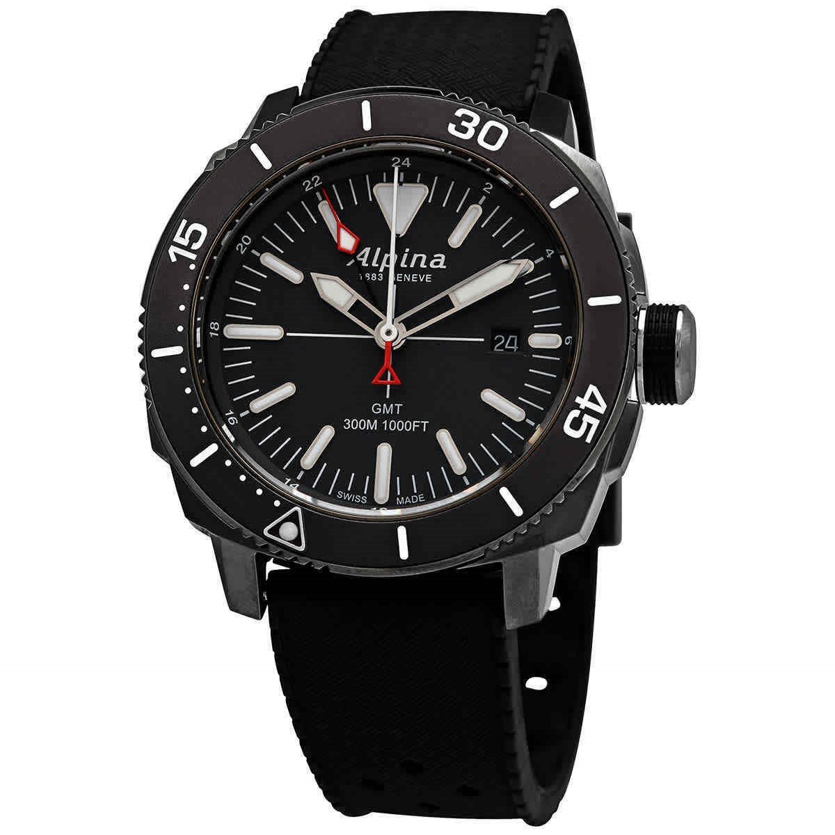 Alpina Men&#39;s AL-247LGG4TV6 Seastrong Black Rubber Watch