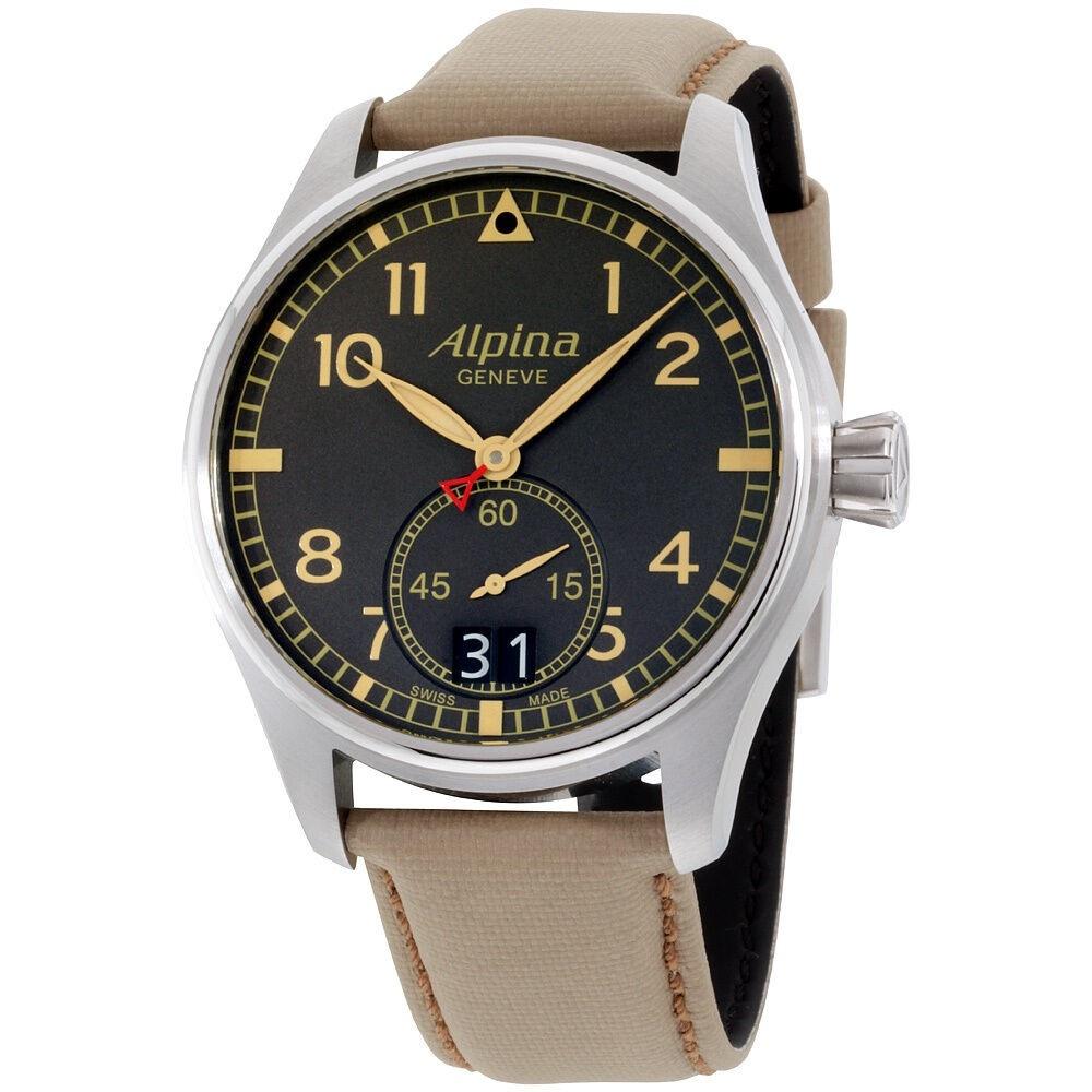 Alpina Men&#39;s AL-280BGR4S6 Startimer Pilot Beige Leather Watch