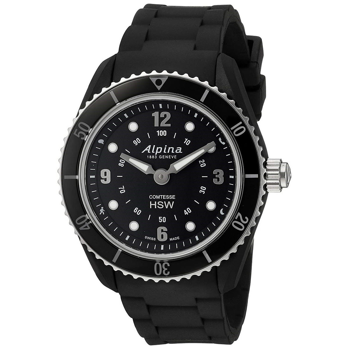Alpina Women&#39;s AL-281BS3V6 Comtesse Black Silicone Watch