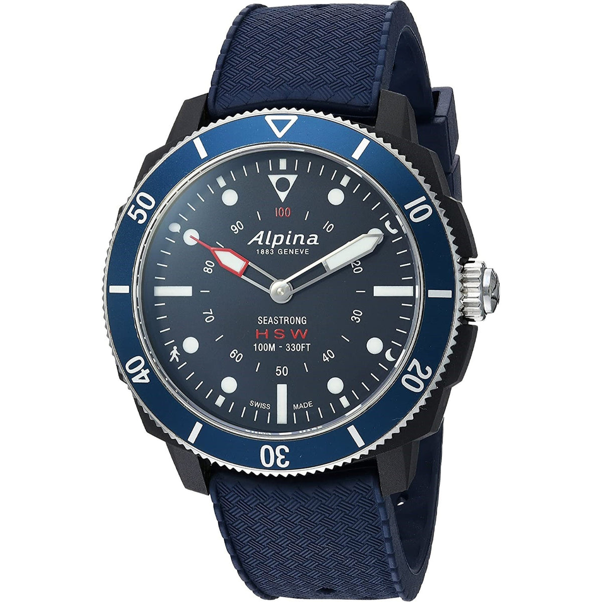 Alpina Men&#39;s AL-282LNN4V6 Seastrong Horological Blue Rubber Watch