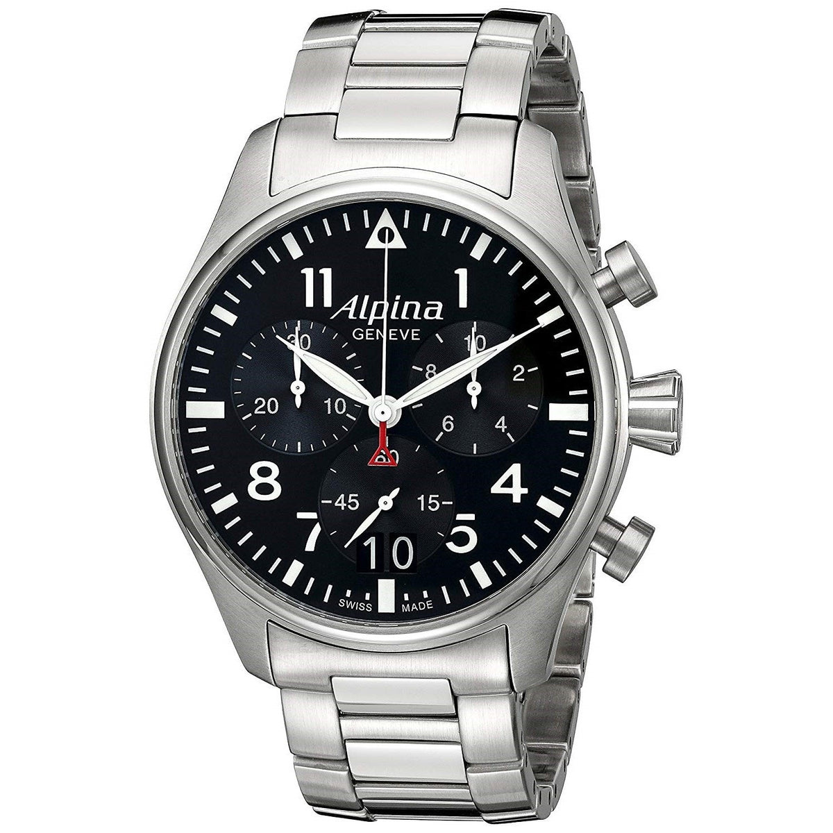 Alpina Men&#39;s AL-372B4S6B Startimer Chronograph Stainless Steel Watch