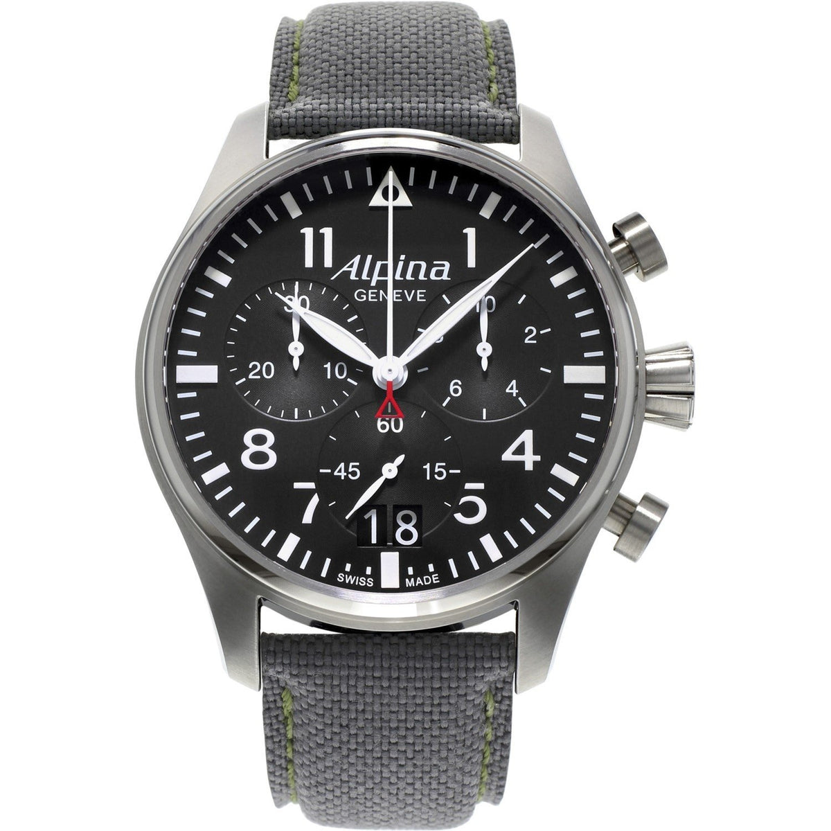 Alpina Men&#39;s AL-372B4S6 Startimer Chronograph Grey Fabric Watch