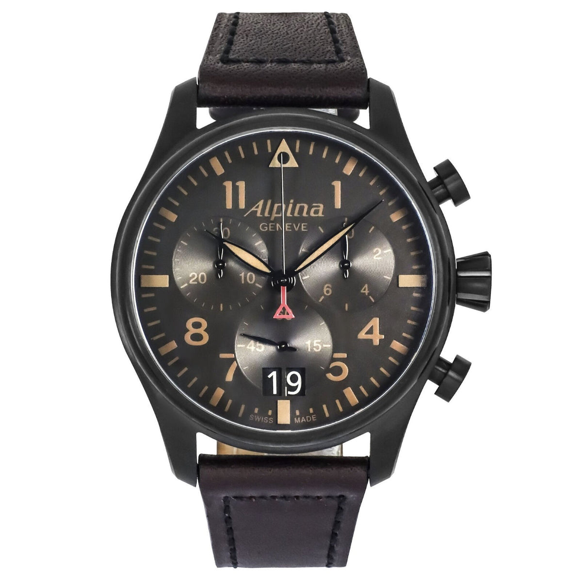 Alpina Men's AL-372BBG4FBS6 Startimer Pilot Chronograph Brown Leather Watch