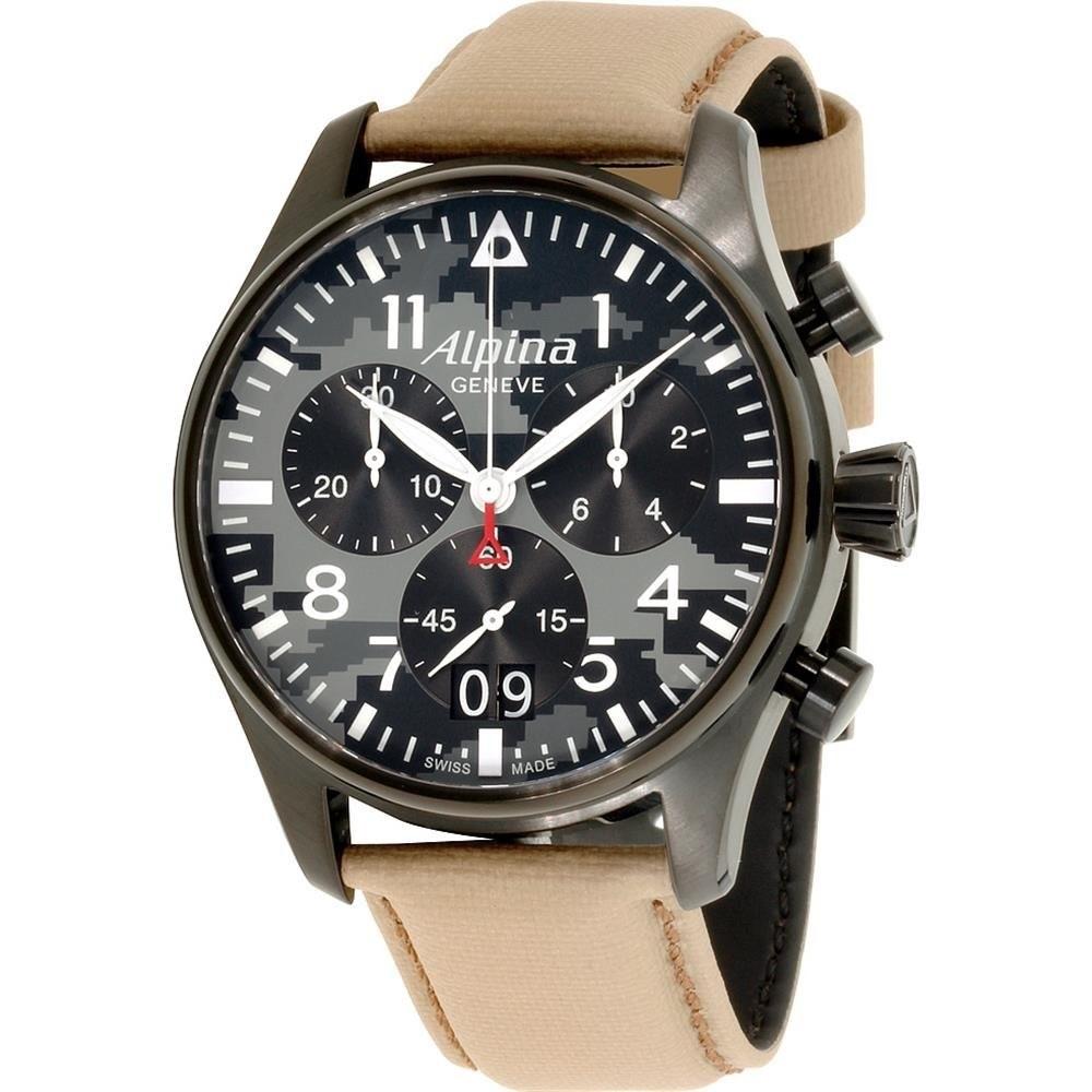 Alpina Men&#39;s AL-372BGMLY4FBS6 Startimer Chronograph Beige Leather Watch