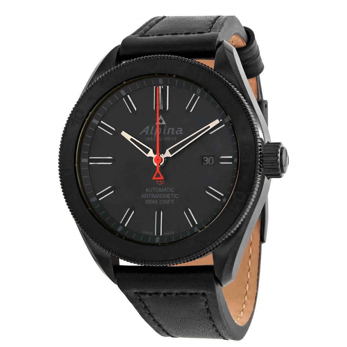 Alpina Men's AL-525BB5FBAQ6 Alpiner 4 Shadow Line Black Leather Watch
