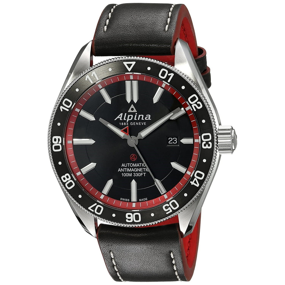 Alpina Men's AL-525BR5AQ6 Alpiner Black Leather Watch
