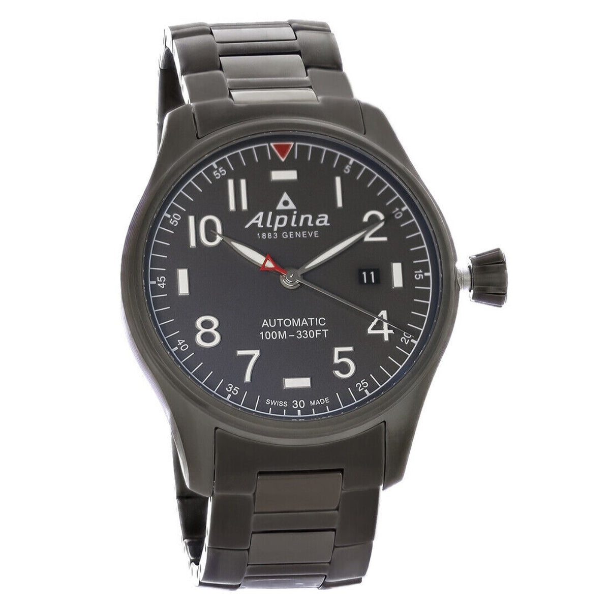 Alpina Men's AL-525G4TS6B Startimer Pilot Black Stainless Steel Watch