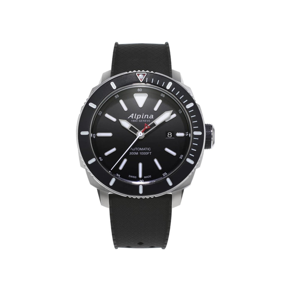 Alpina Men's AL-525LBG4V6 Seastrong Diver 300 Black Rubber Watch