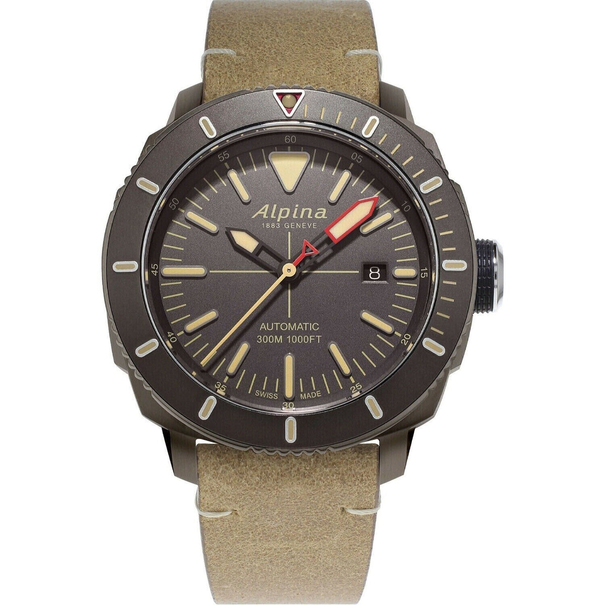 Alpina Men's AL-525LGG4TV6 Seastrong Diver Brown Leather Watch