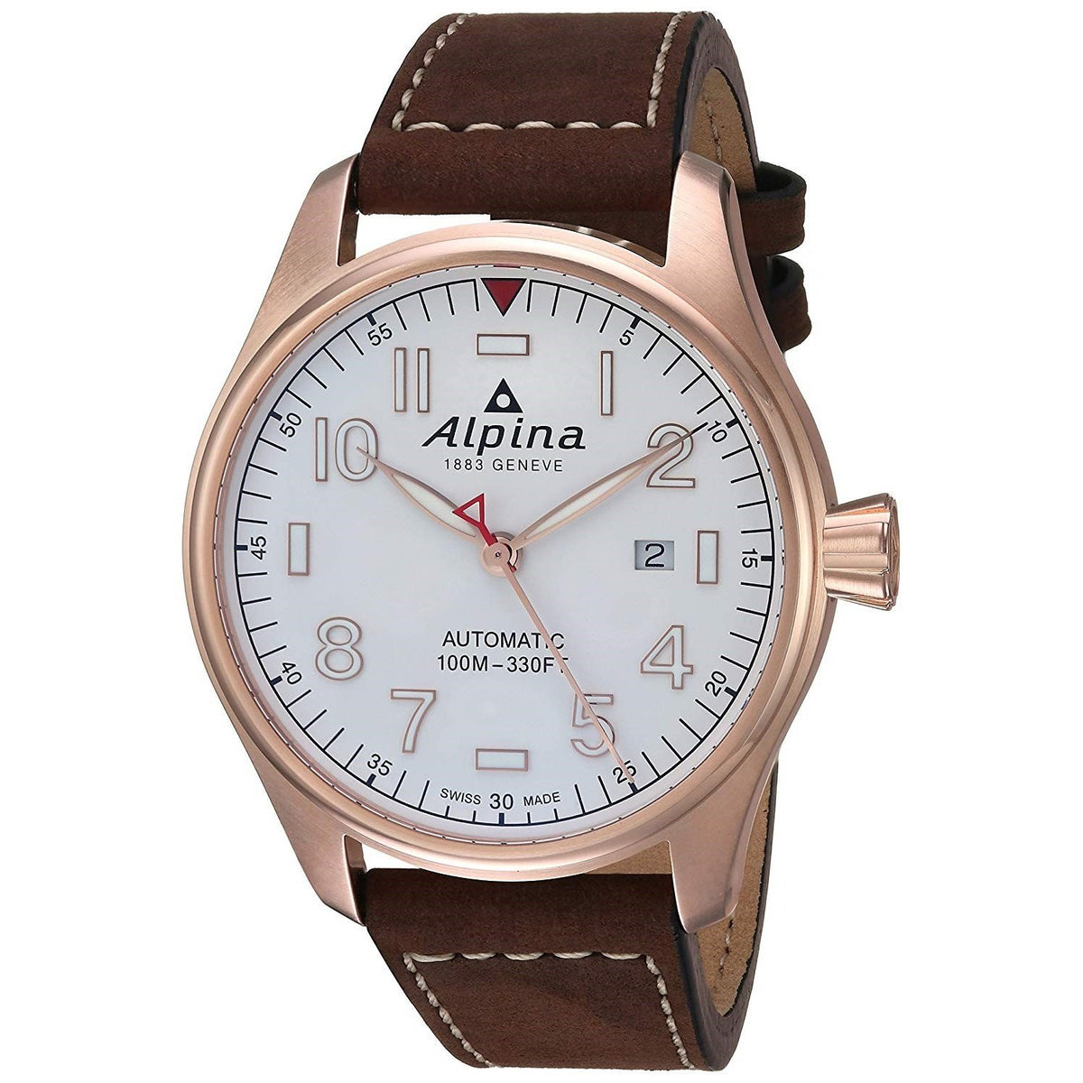 Alpina Men&#39;s AL-525S4S4 Startimer Pilot Brown Leather Watch