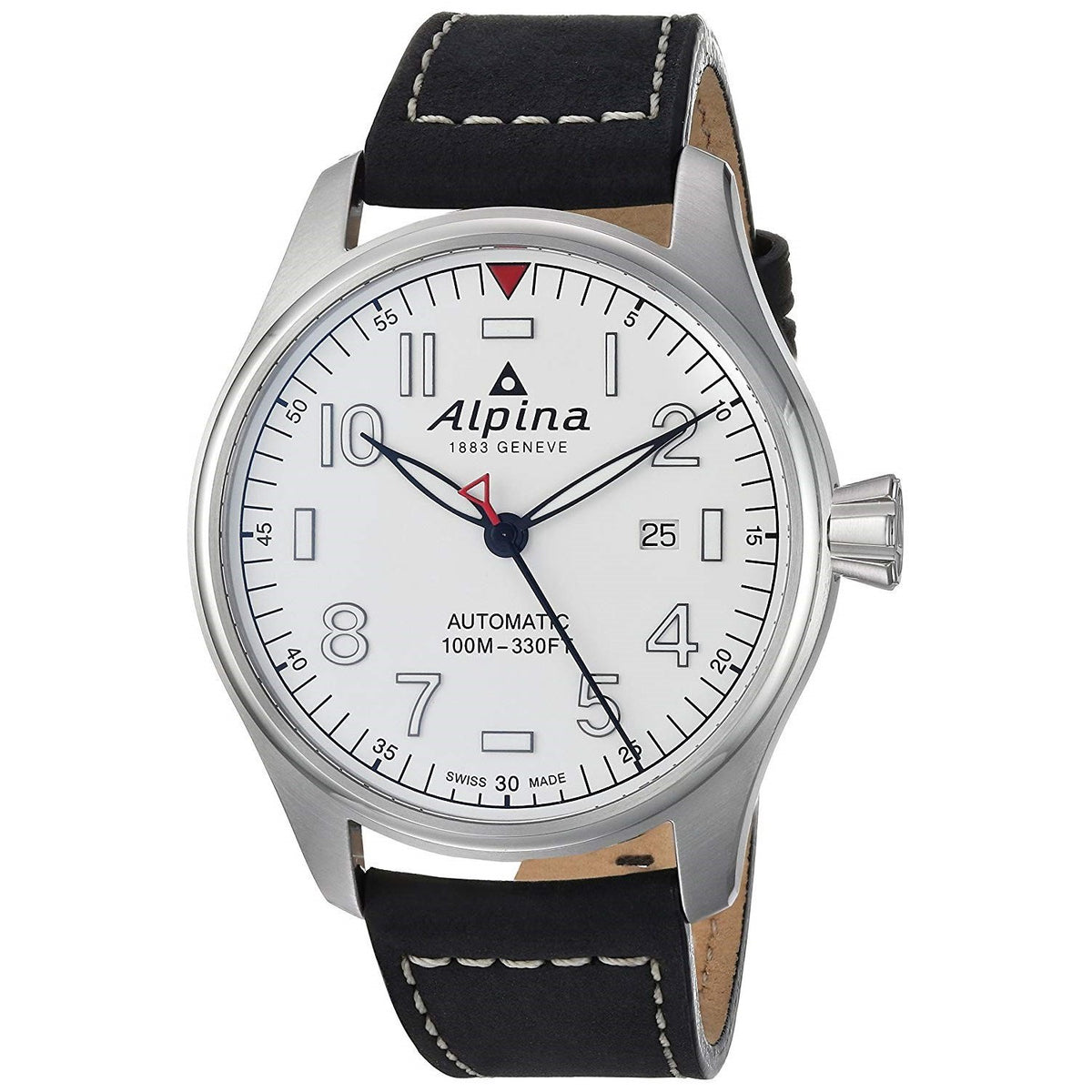 Alpina Men&#39;s AL-525S4S6 Startimer Pilot Black Leather Watch