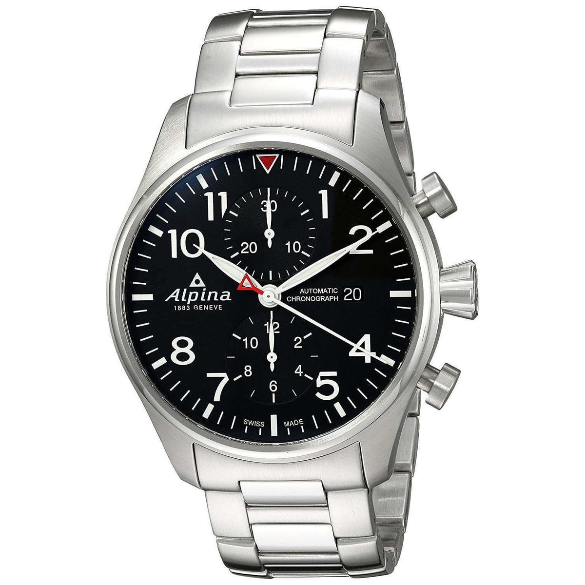 Alpina Men&#39;s AL-725B4S6B Startimer Pilot Chronograph Stainless Steel Watch