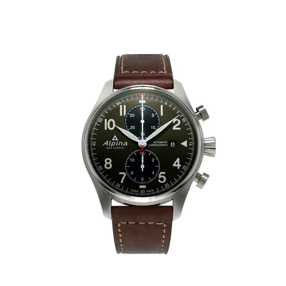 Alpina Men&#39;s AL-725GR4S6 Startimer Pilot Chronograph Brown Leather Watch