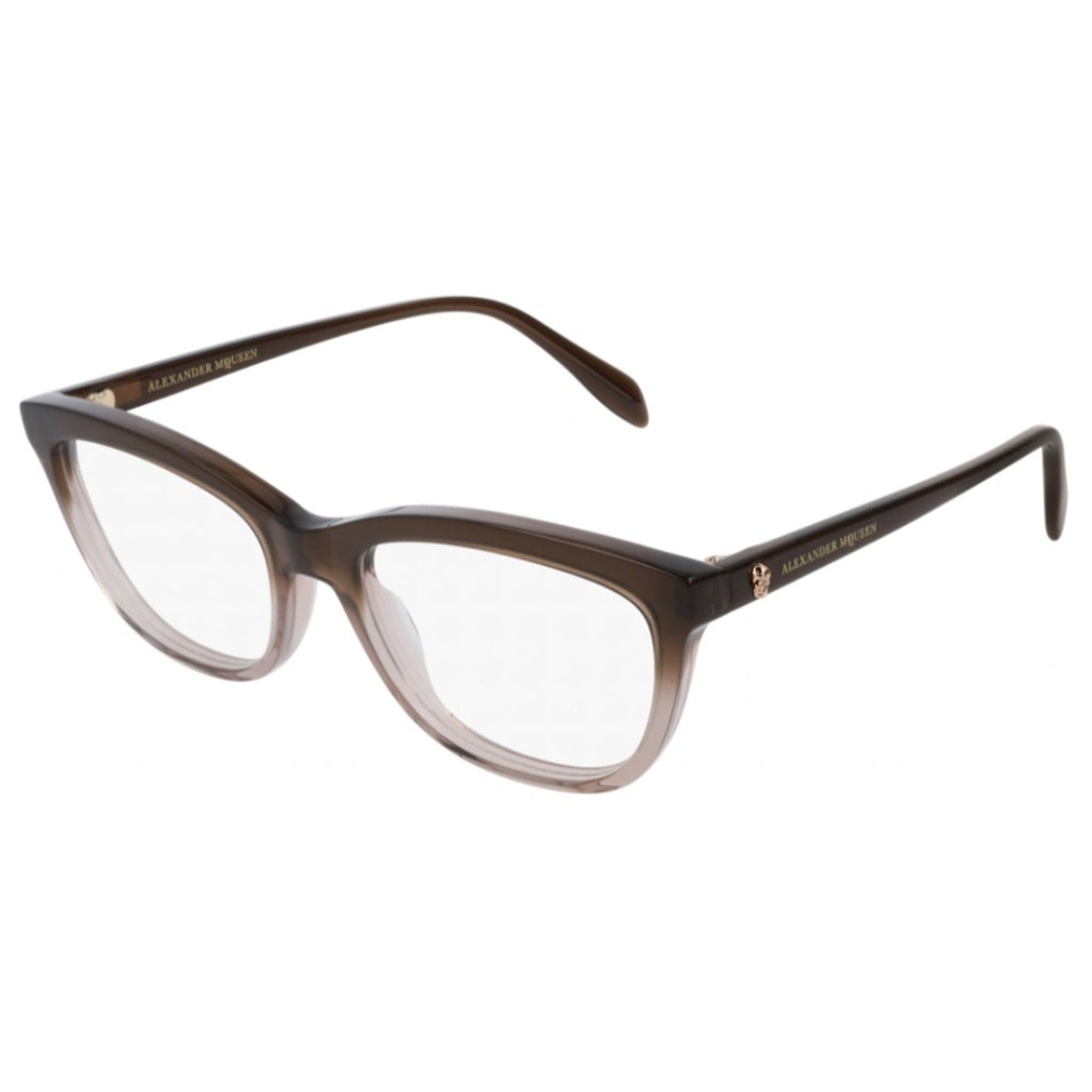 Alexander McQueen Women's Sunglasses Fall Winter Brown Transparent Demo Lens Demo Lens Brown AM0161O 003