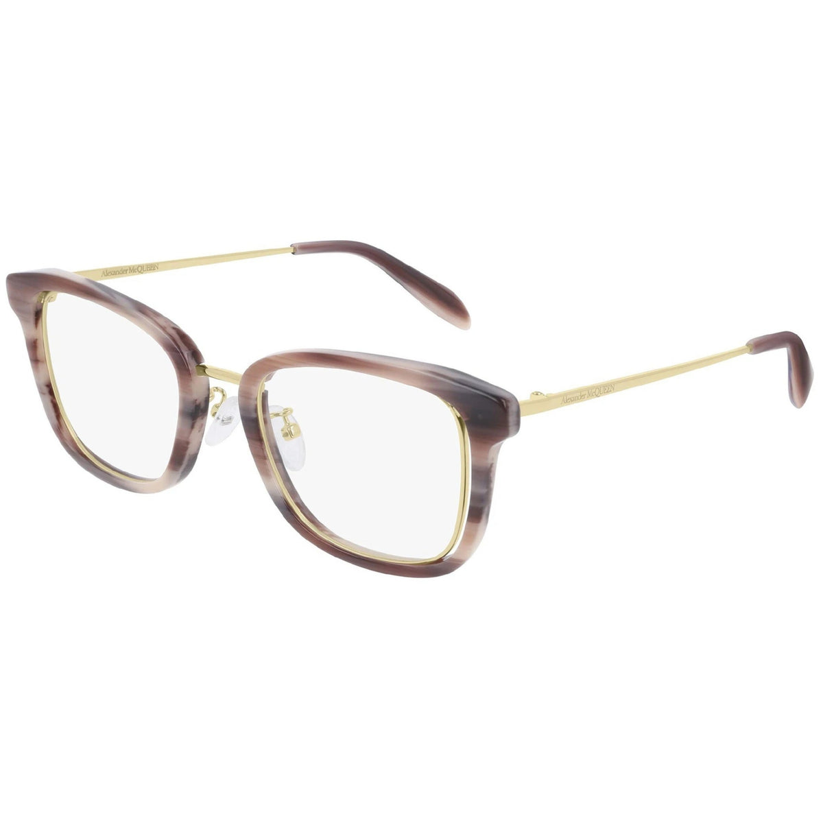 Alexander McQueen Women's Sunglasses Fall Winter Pink Transparent Demo Lens Demo Lens Grey AM0225O 003