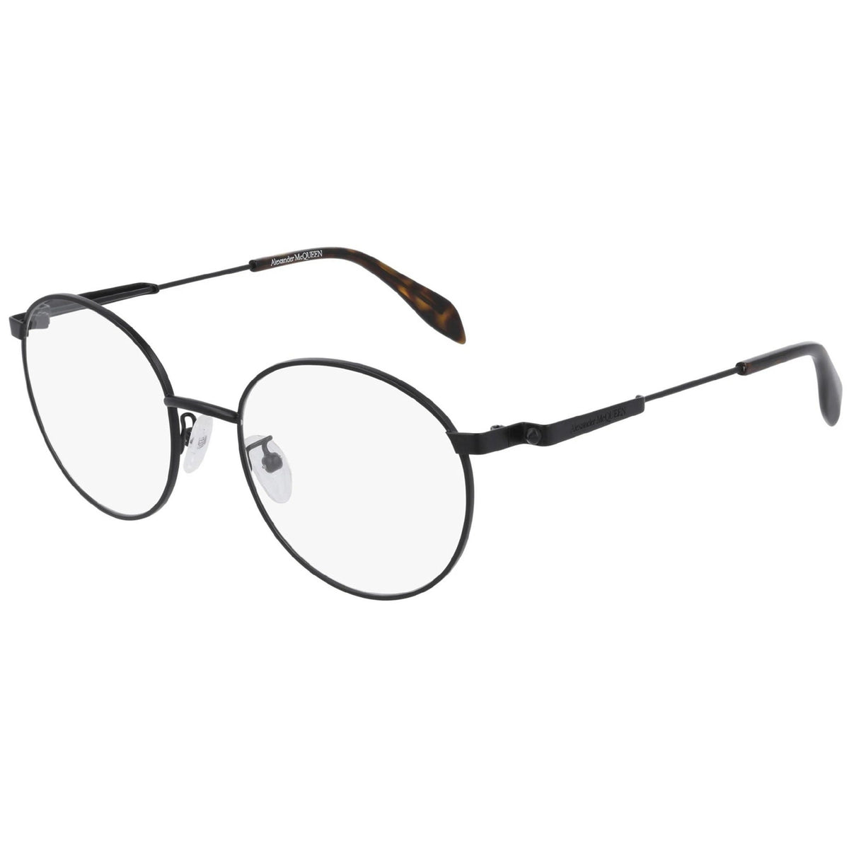 Alexander McQueen Men's Sunglasses Fall Winter Black Transparent Demo Lens Demo Lens Matte AM0232O 002