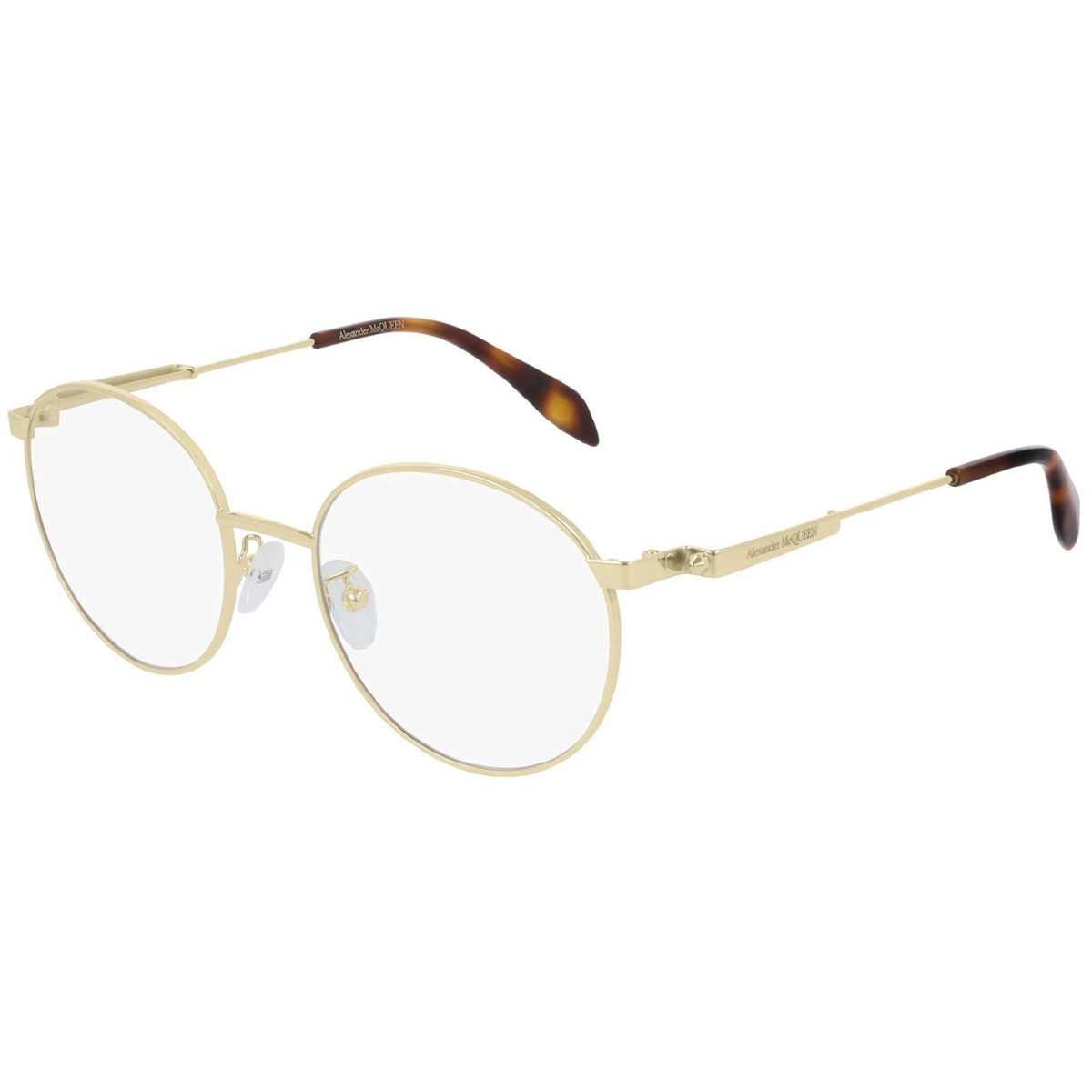 Alexander McQueen Men's Sunglasses Fall Winter Gold Transparent Demo Lens Demo Lens Light AM0232O 004