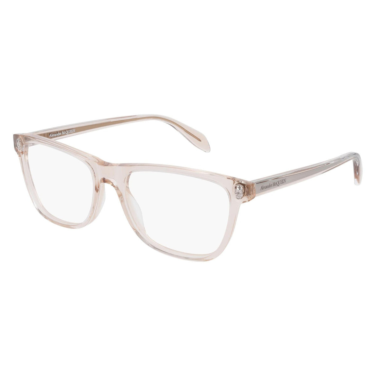 Alexander McQueen Unisex Sunglasses Spring Summer Nude Transparent Demo Lens Demo Lens Crystal AM0248O 003